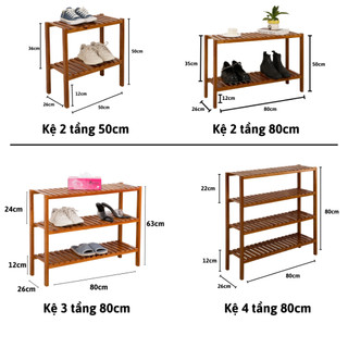 Kệ giày gỗ BEHOMES 2 tầng 80cm Gỗ Thông Cao Cấp Chống Mối Mọt Cong Vênh