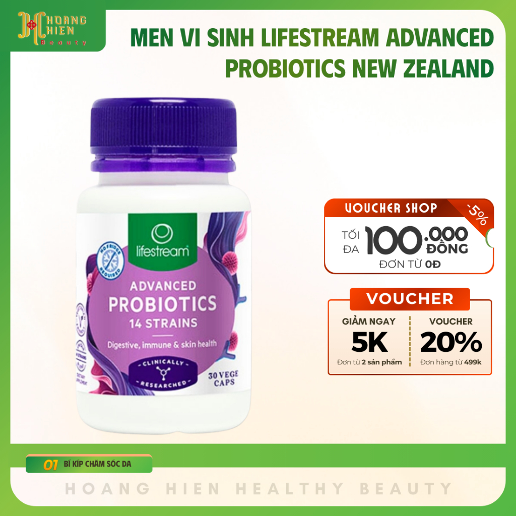 Men vi sinh Lifestream Advanced Probiotics hỗ trợ tiêu hoá bổ sung lợi khuẩn New Zealand