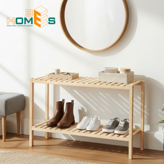 Kệ giày gỗ BEHOMES 2 tầng 80cm Gỗ Thông Cao Cấp Chống Mối Mọt Cong Vênh