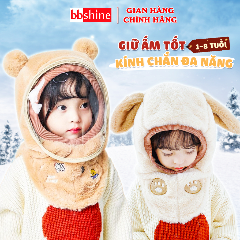 Mũ Len Trùm Đầu Cho Bé Kèm Kính Chắn Gió Bảo Vệ Bé Toàn Diện BBShine – SS064