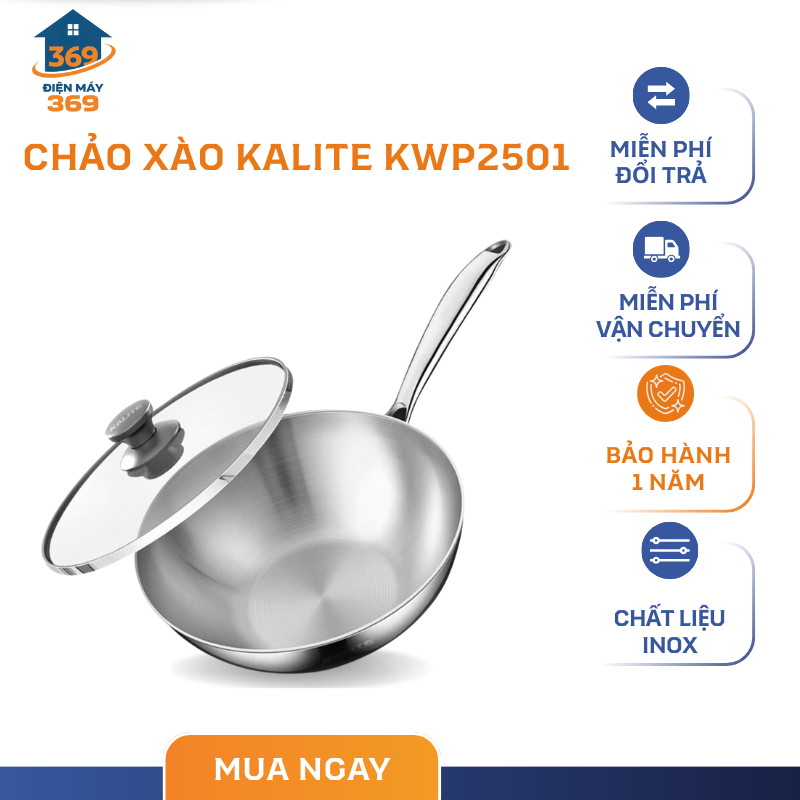 Chảo Inox 304 Lòng Sâu Kalite KWP2501 – Chống dính tự thân – Thiết kế 2in1 – SMC