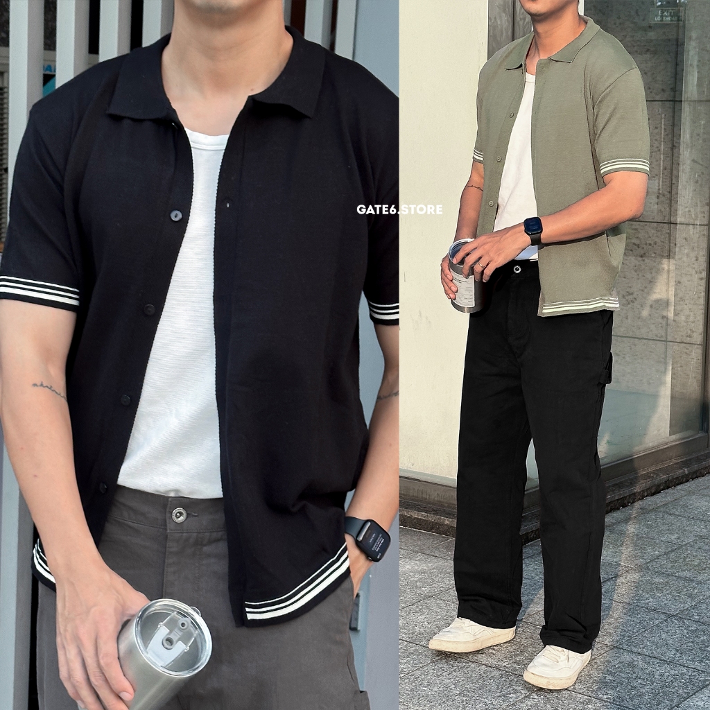 Áo Sơmi Nam BT cotton len, somi cổ bẻ sợi dệt 182 - GATE6 - 5495