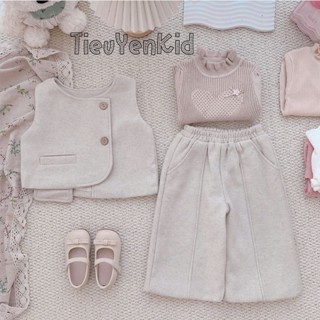  Quần áo trẻ em Set gile dạ bé gái màu be không kèm áo trong  9-25kg S2092 Tiểu Yến KID 