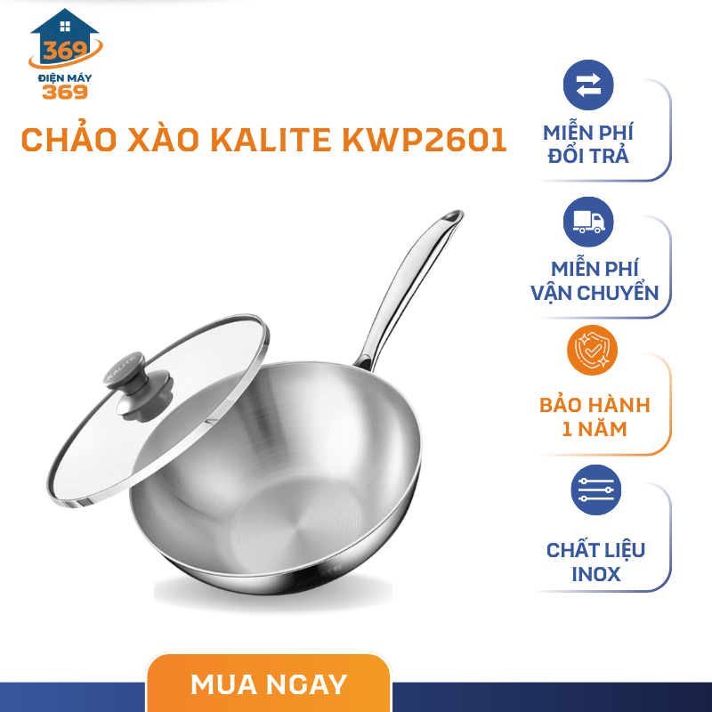 Chảo Inox Nguyên Khối Kalite KWP2601 – Chống dính tự thân – Lòng sâu 2in1 – SMC