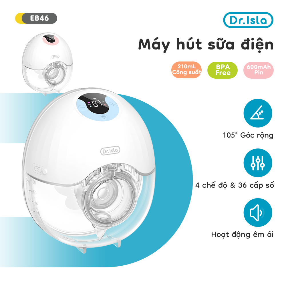  Dr.isla máy hút sữa không dây Máy hút sữa điện Máy hút sữa đeo tay rảnh tay di động 210ml Túi trữ sữa miễn phí EB46 