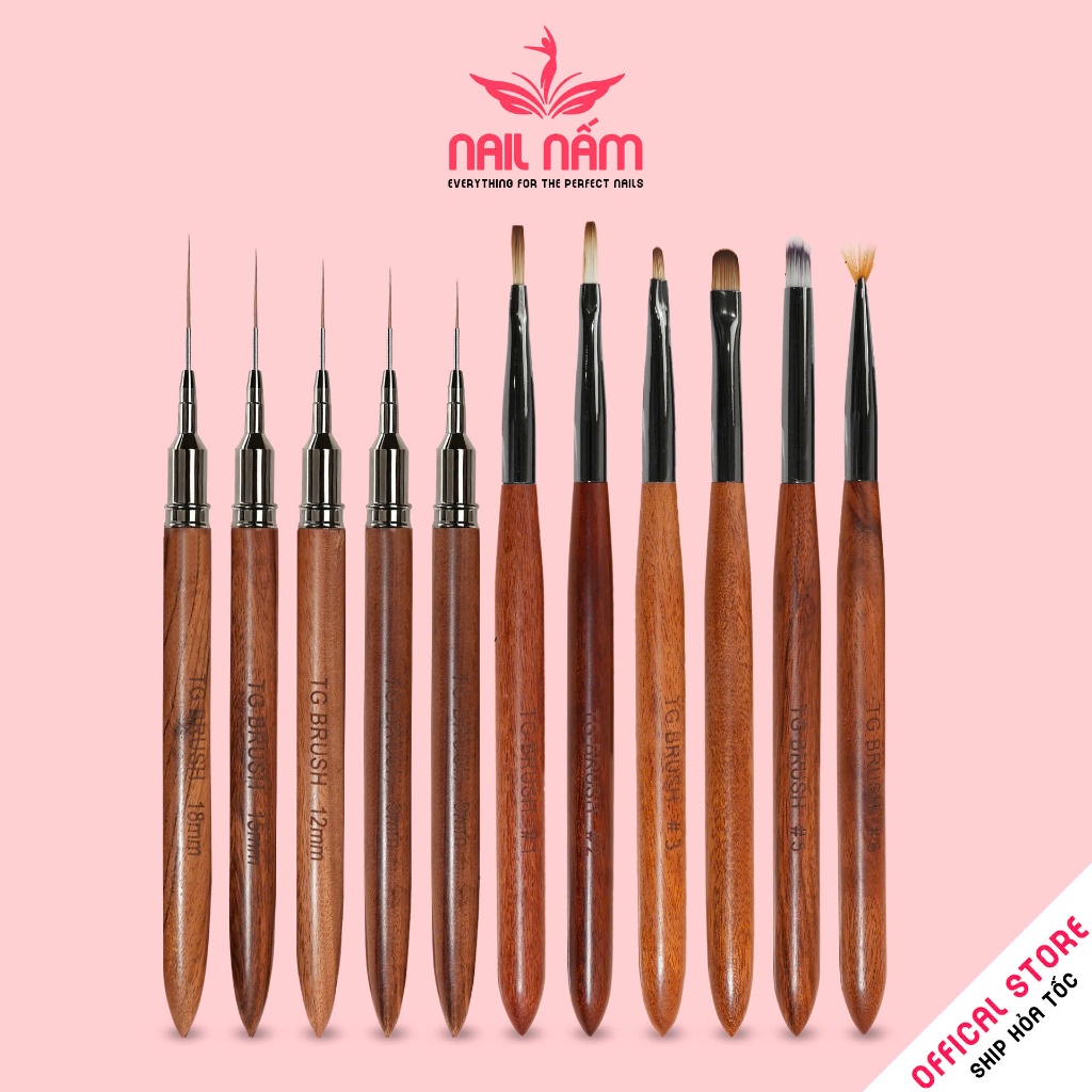 Cọ vẽ móng,cọ làm nail hãng TG NAILS cán gỗ cao cấp