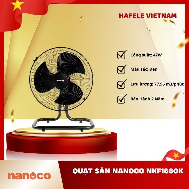 Quạt Sàn Nanoco NKF1680K – Công suất 47W – Màu đen sang trọng – Làm mát hiệu quả - FEM