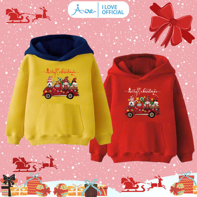 [HÀNG MỚI VỀ] AORE-Áo HOODIE cho bé Merry Christmas, Áo dài tay có túi chất nỉ da hình NOEL mềm mặc giáng sinh cho bé