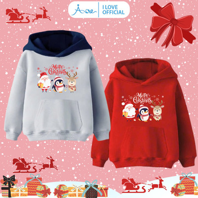 [HÀNG MỚI VỀ] AORE-Áo HOODIE cho bé Merry Christmas, Áo dài tay NOEL có túi chất nỉ da mềm mặc giáng sinh cho bé 10-35kg