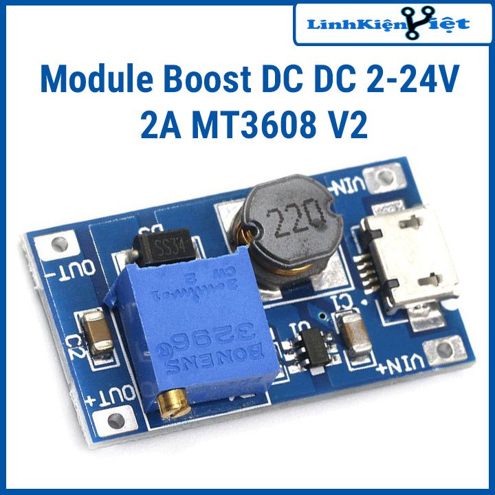 Module Boost DC DC 2-24V 2A MT3608 V2
