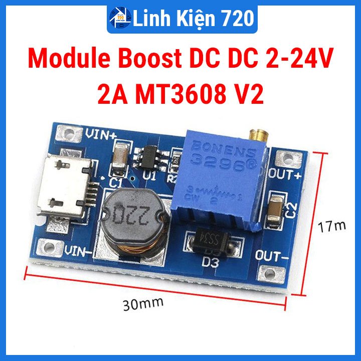 Module Boost DC DC 2-24V 2A MT3608 V2