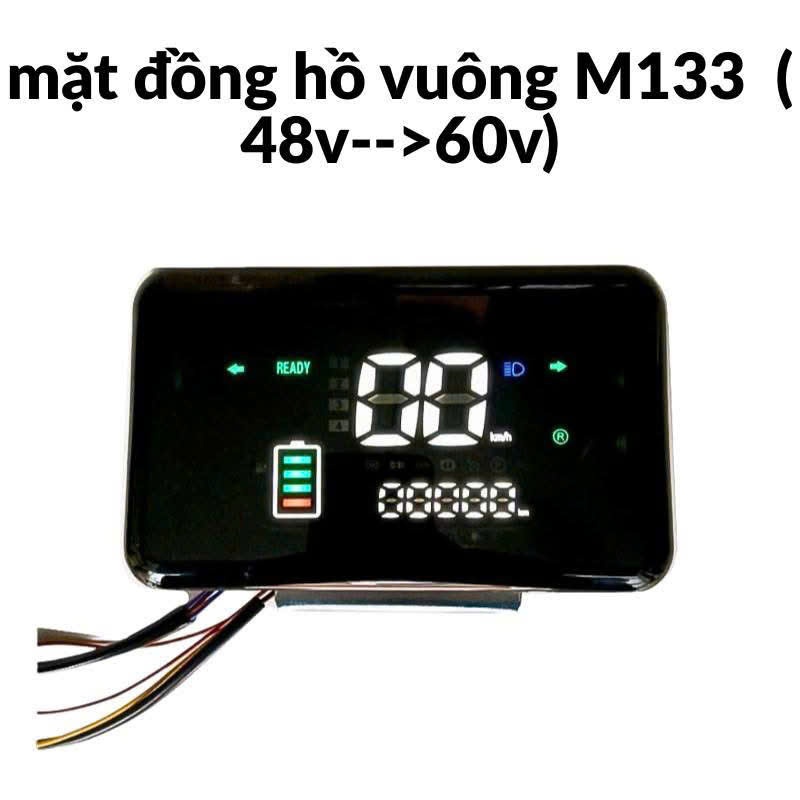 Đồng hồ vuông xe điện M133, 133S, đồng hồ chữ nhật Full led 48V/60V
