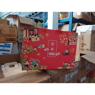  25 cái - Túi giấy Tết ngang size siêu đại đựng quà tết vừa thùng bia - Túi số 9 ĐỎ 