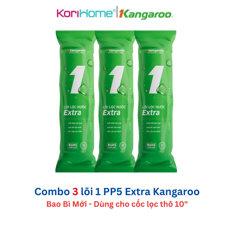 Combo Sỉ Lõi Lọc Thô Kangaroo Extra Bản Mới Nhất Chuẩn Chính Hãng, Lõi Lọc Nước RO gia đình Bộ Thô 123 Kangaroo Extra