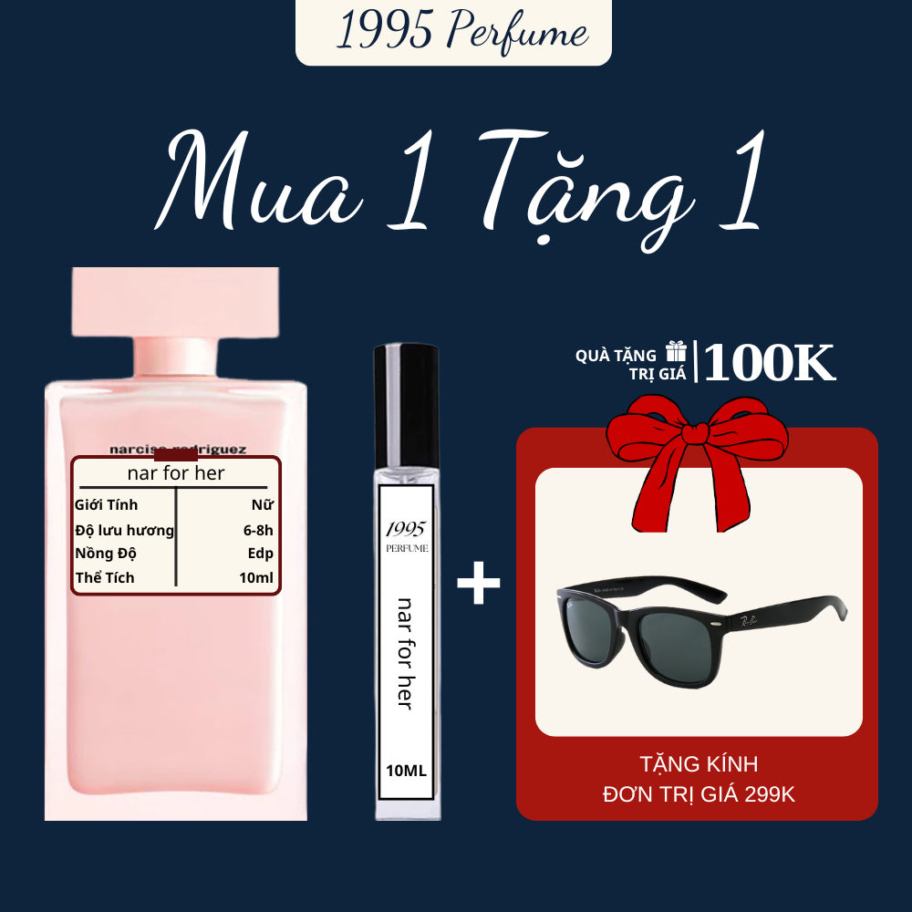 Nước hoa nữ Nar Rodriguez Nar For Her EDP hương thơm  ngọt ngào , trong trẻo chiết 10ml 1995 PERFUME