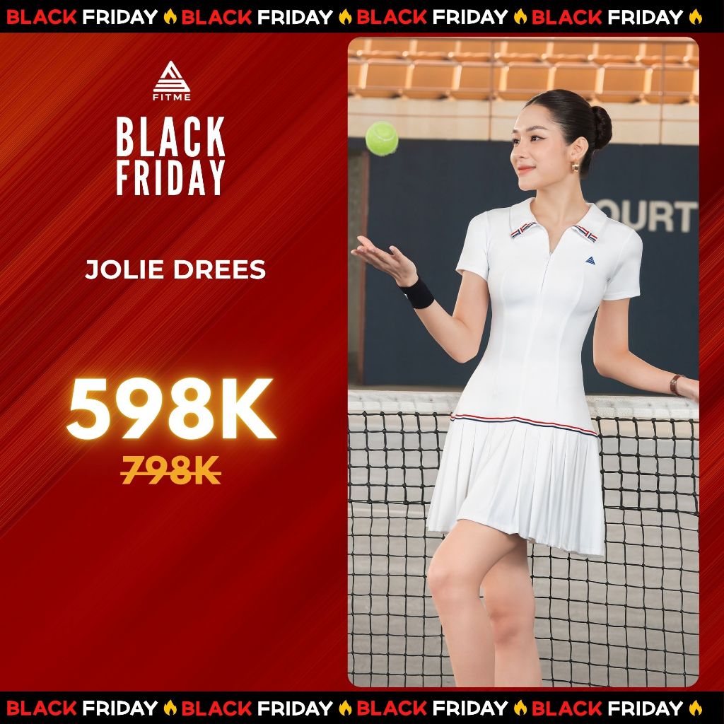 Váy tennis pickleball nữ Fitme JOLIE ES phối nơ tặng kèm quần bảo hộ, chất co giãn thoáng khí DNSP01 | BigBuy360 - bigbuy360.vn