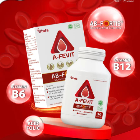 Viên Sắt A Fevit – Bổ Sung Sắt & Acid Folic, Ngừa Thiếu Máu, Dễ Hấp Thu Không Gây Bón Hộp 30 Viên