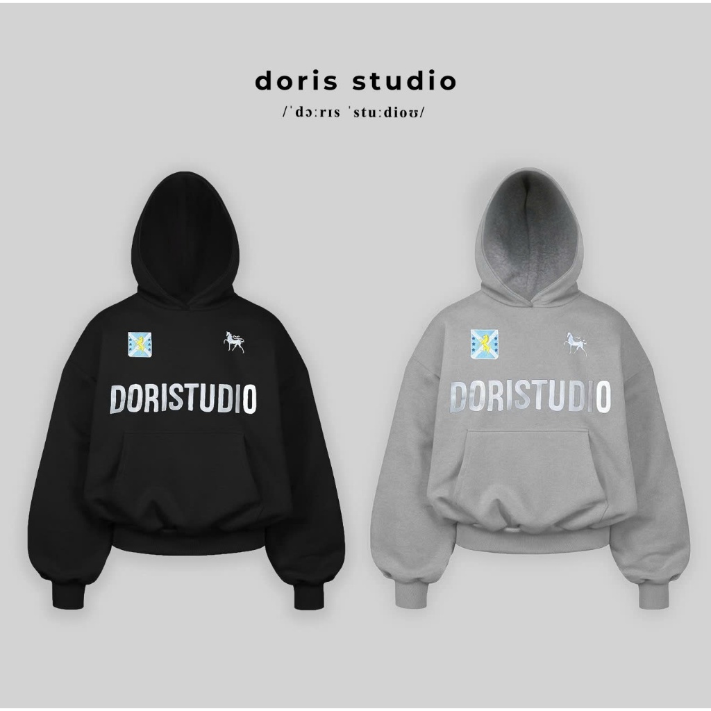 [Deal mở bán] Doris / Hoodie thêu Ngựa DorisStudio vải CVC 420gsm nỉ bông / form Boxy