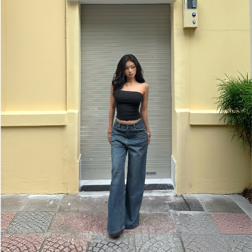 THE QUẠO - Quần Jeans Nữ  Lưng Cao Ống Rộng 27cm Basic Nhiều Màu R1506_686 | BigBuy360 - bigbuy360.vn