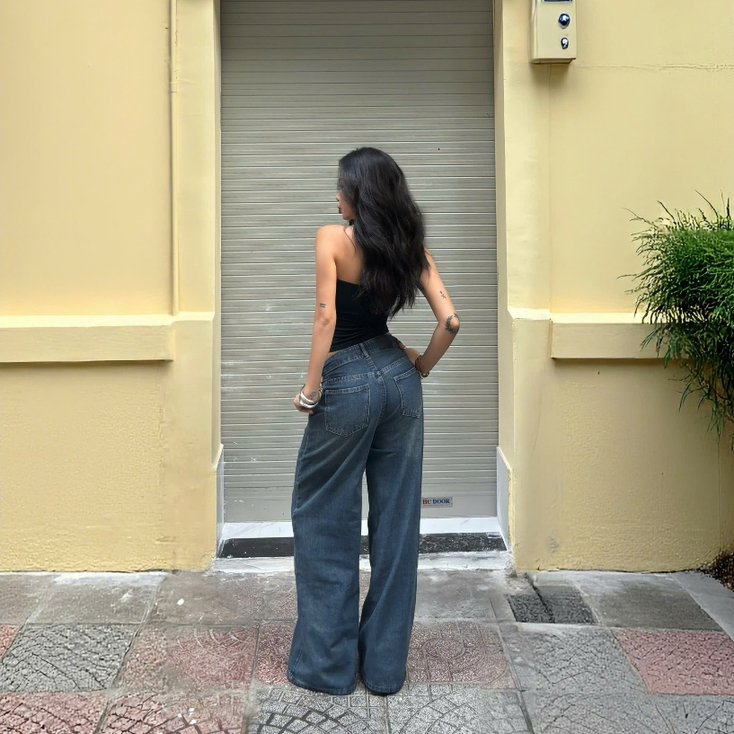 THE QUẠO - Quần Jeans Nữ  Lưng Cao Ống Rộng 27cm Basic Nhiều Màu R1506_686 | BigBuy360 - bigbuy360.vn