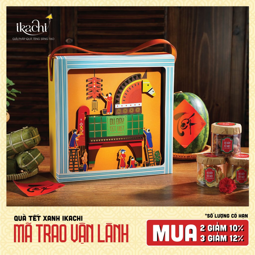 MUA 2 GIẢM 10% - Hộp Quà Tết Xanh IKACHI | MÃ TRAO VẬN LÀNH | Quà Tết Ý Nghĩa 2026 | Combo Quà Tặng 