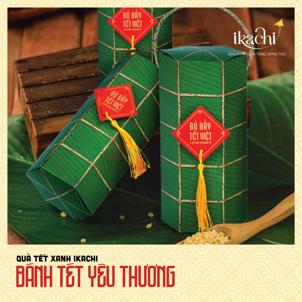 Hộp Quà Tết Xanh IKACHI | BÁNH TÉT- YÊU THƯƠNG | Quà Tết Ý Nghĩa 2026 | Combo Quà Tặng Tết