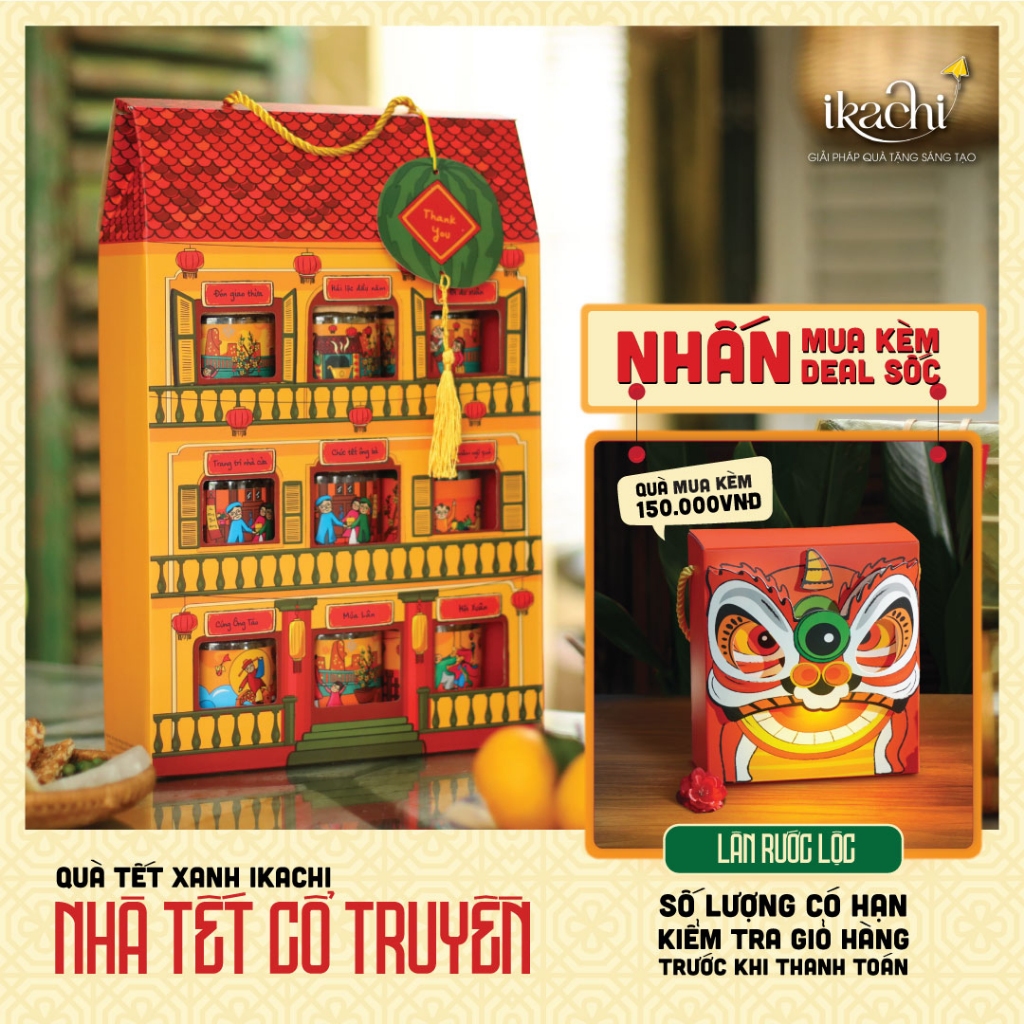 Combo Quà Tết Xanh IKACHI | NHÀ TẾT CỔ TRUYỀN | Quà Tết Ý Nghĩa 2026 | Hộp Quà Tặng Tết