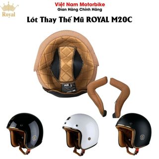  Lót Thay Mũ Bảo Hiểm 3 4 Royal M20C Gồm 1 Lót Và 2 Ốp Tai 