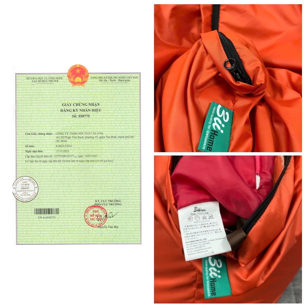 Ghế Lười Hạt Xốp 3II HOME Vỏ Ghế Vải Trượt Nước Chống Thấm Dáng Lê Chưa Kèm Hạt Xốp 3 Size XL/ L/ M | BigBuy360 - bigbuy360.vn