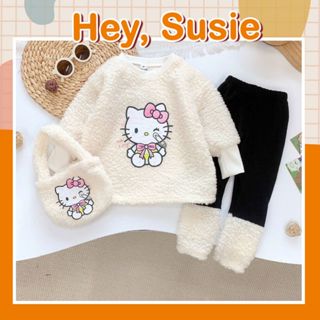  Set Áo Lông Kitty Kem Quần Legging Cho Bé Gái Size 10-28kg Hey Susie S7164 