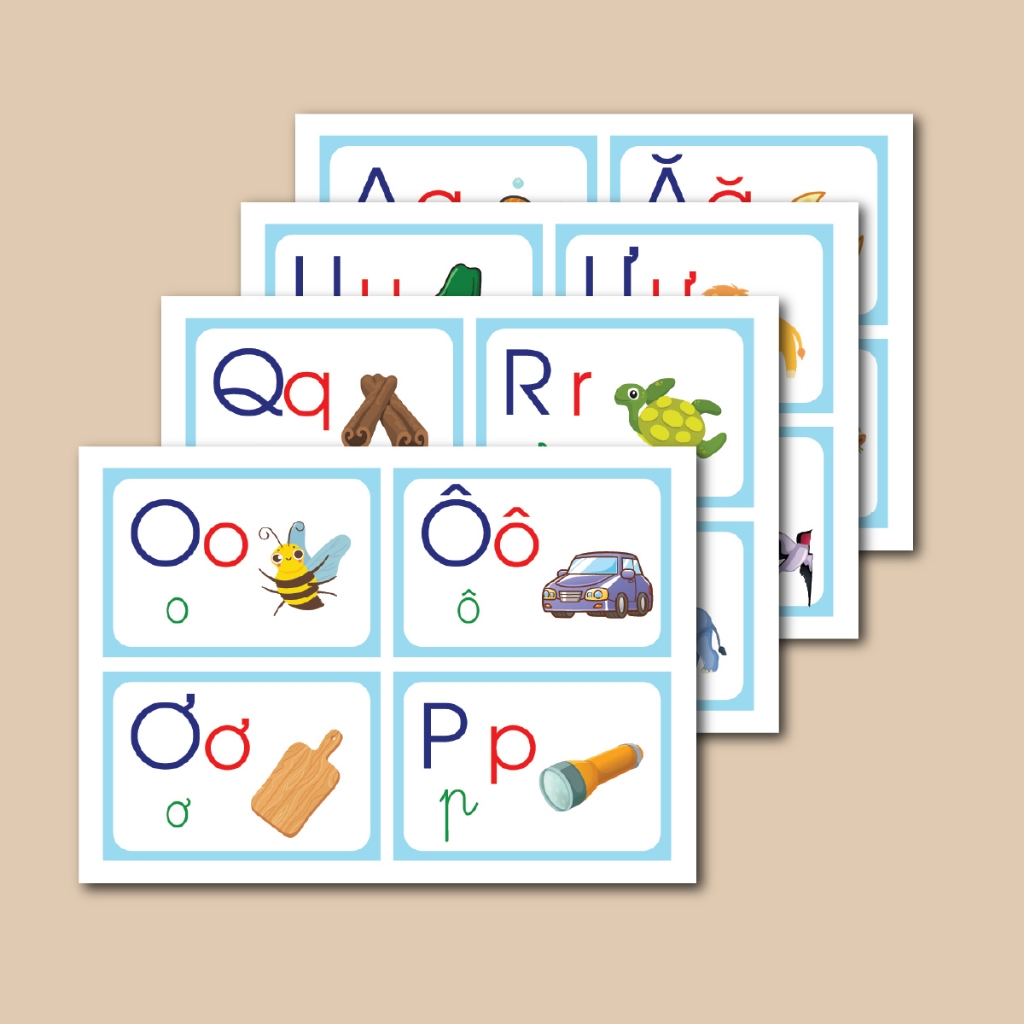 Bộ Thẻ 29 Chữ Cái Tiếng Việt In Hoa In Thường Ép Plastic Bền Đẹp Cho Bé Học Chữ