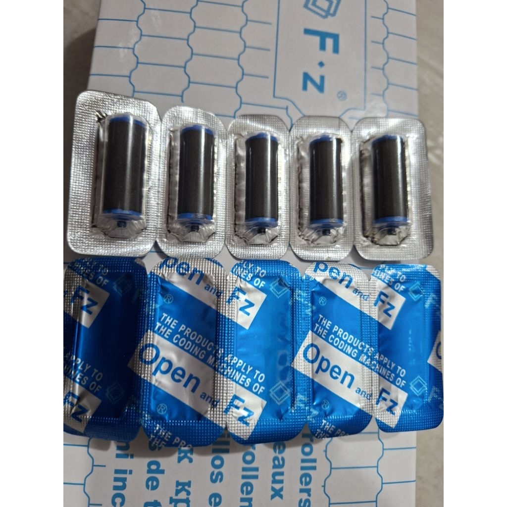 Vỉ 5 viên mực cho máy open tex, bông mực máy đánh số open