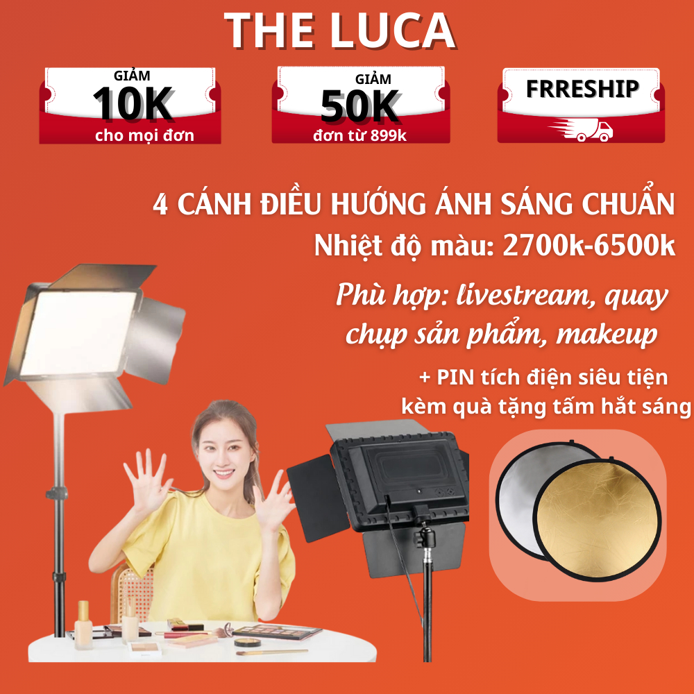 Đèn trợ sáng, Đèn livestream studio hỗ trợ quay video chụp hình ,Đèn LED U800 4 cánh 3 chế độ màu chân cao cấp