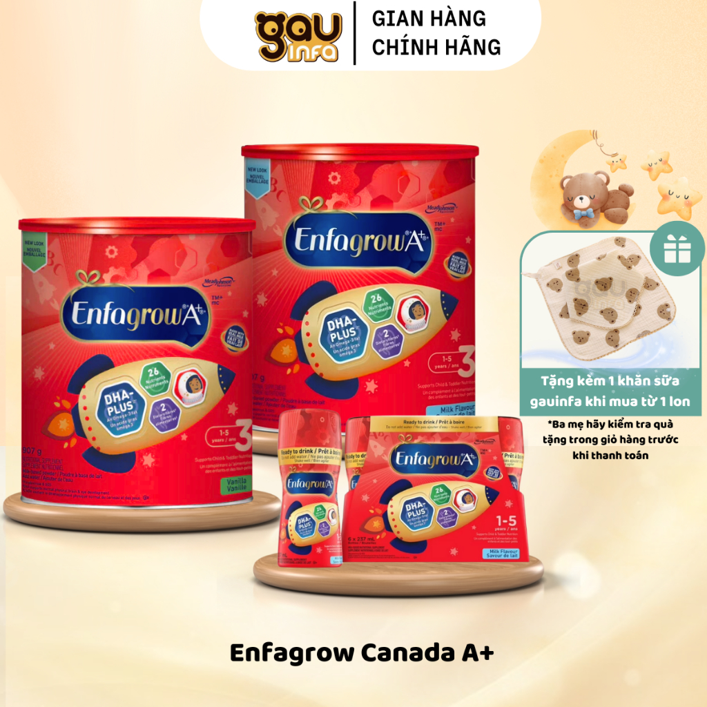 Sữa bột Enfagrow Canada A+, sữa nước Enfagrow Canada lốc 6 hộp mẫu mới dành cho bé từ 1-5Y Gauinfa