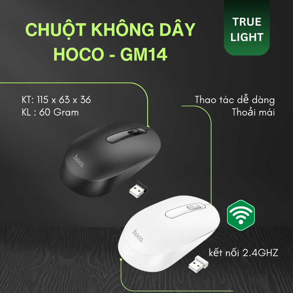 Chuột Không Dây Hoco GM14 - Tốc Độ 2.4GHZ - 1200 DPI