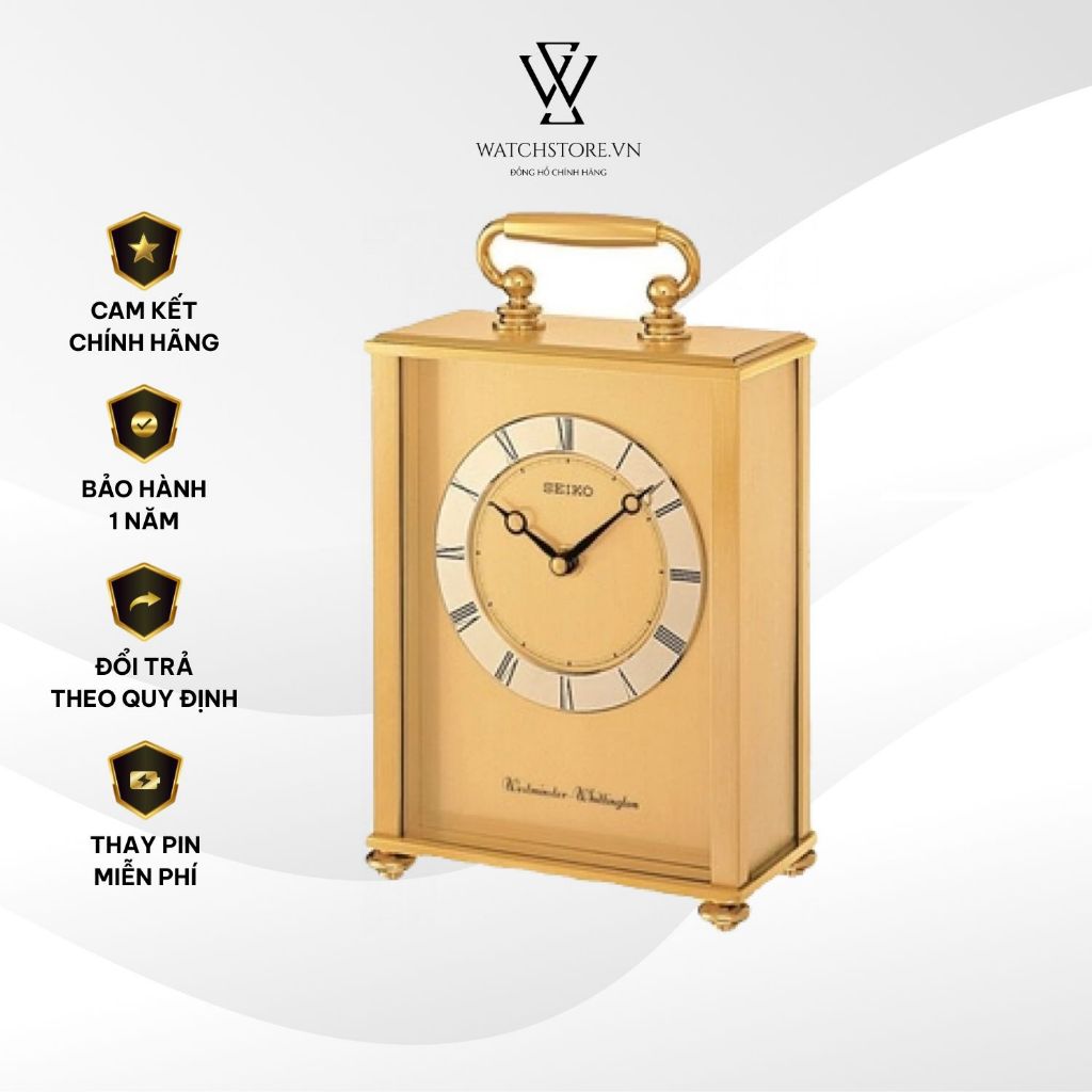 Đồng hồ để bàn Seiko QHJ201GN Máy Pin / Quartz Vỏ Kim Loại Chính Hãng Seiko