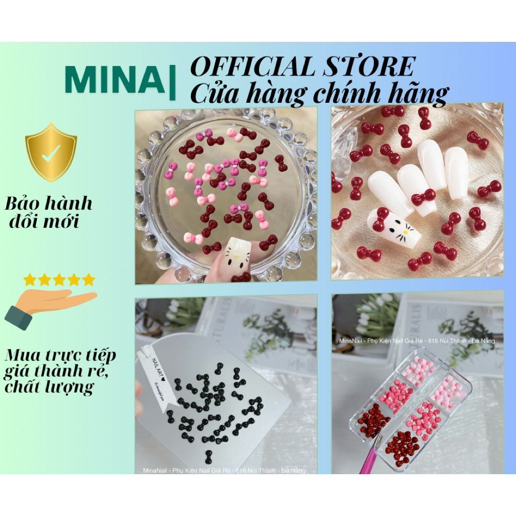 (Charm nail)Set nơ nhựa đủ màu đính móng tay, kitty nail -set cái nơ-Mina  nail