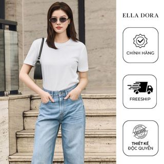  Áo thun basic nữ form rộng ELLA DORA chất cotton mềm mịn dễ phối 4 màu TRẮNG  ĐEN  TÍM  XANH  AT30  