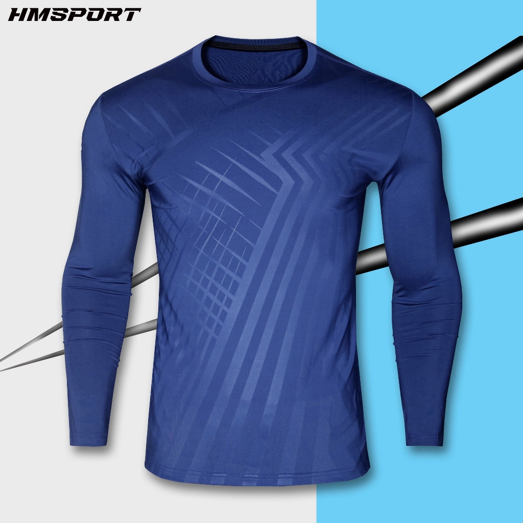 Áo thể thao nam dài tay Hmsport dập vân cao tần, họa tiết chìm chất vải thun lạnh chính phẩm co giãn thoải mái.