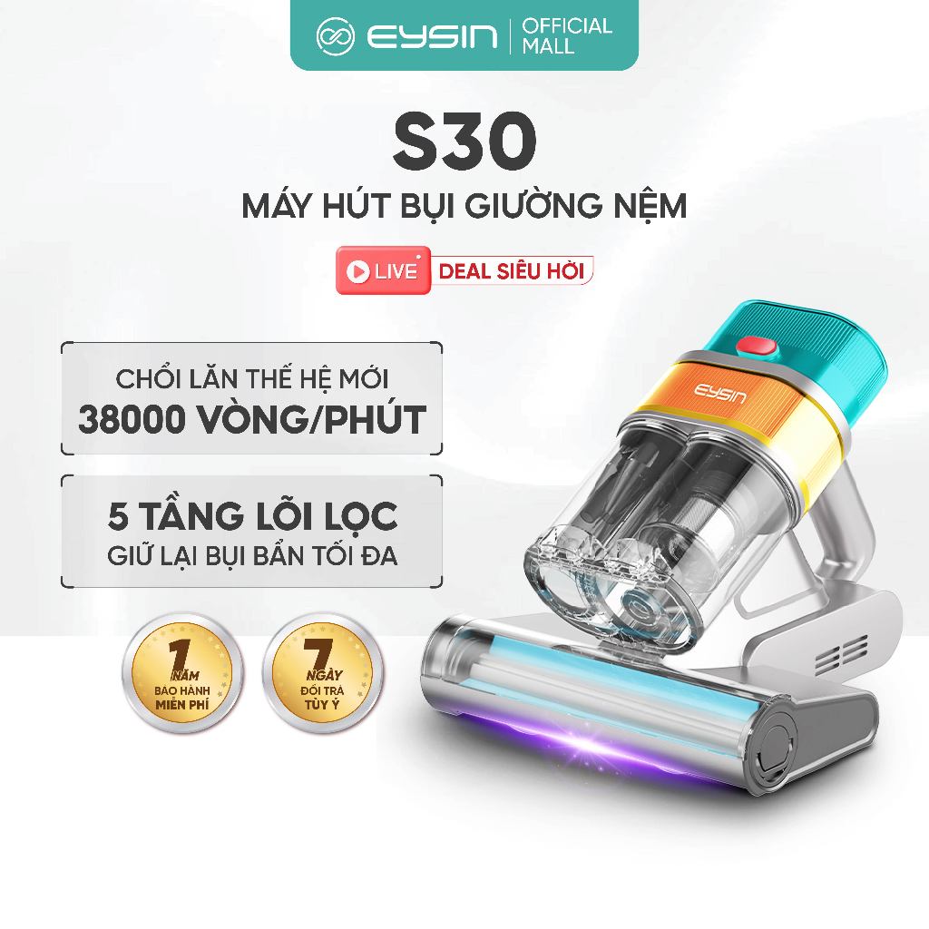 Máy hút bụi giường nệm EYSIN [S30] có dây lực hút mạnh 21000PA Công suất 400W Lõi lọc Hepa đa tầng l