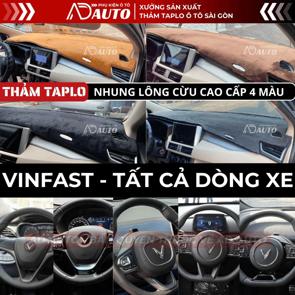 Thảm Taplo Nhung Lông Cừu VINFAST FADIL, LUX A, LUX SA, VF9, VF3, VF5,VF7, VF8, VFe34, VF9, VF6, Limo Green, AD AUTO