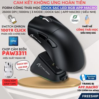  Chuột Gaming Không Dây Attack Shark V3 Pro  Sạc Từ Tính RGB Chip PAW3311 Switch Omron App Macro 
