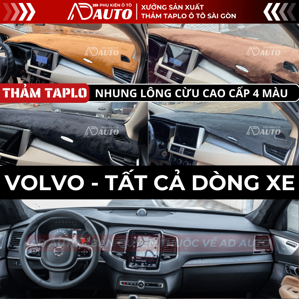 Thảm Taplo Nhung Lông Cừu VOLVO S90, CX90, XC 40, Thảm Phủ Taplo Cao Cấp 4 Màu Chuẩn Form, Dày Dặn, 