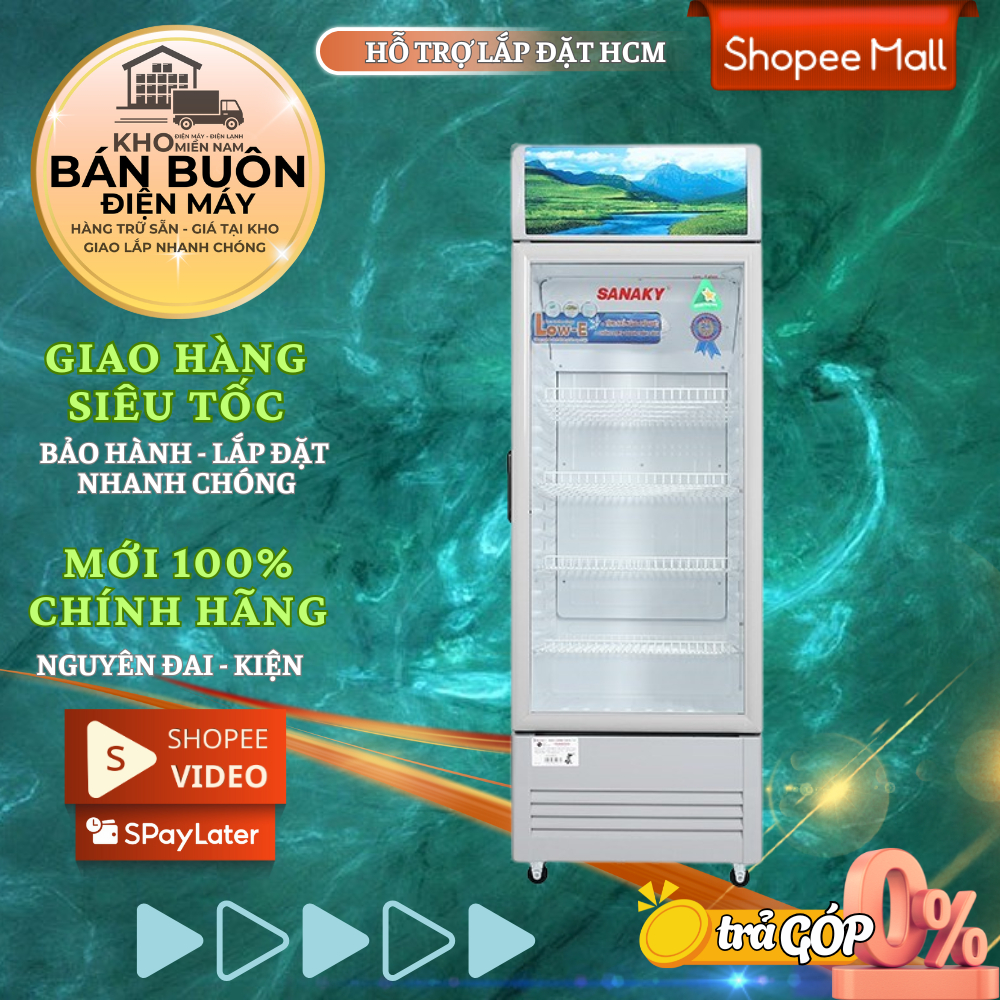 Tủ mát Sanaky VH-308KL – 300L, 1 cánh kính, chống đọng sương, máy nén Panasonic
