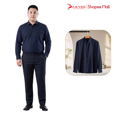 Áo Sơ Mi Dài Tay Bigsize Nam 80-130kg AKYOO Cao Cấp, Co Giãn, Không Bai Mờ, Không Gây Khó Chịu Khi Mặc -SM D TUI