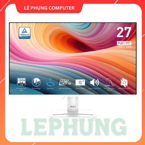 Màn hình MSI PRO MP275W E2 27 Inch (FHD/IPS/120Hz/1ms/Loa / DP, HDMI, D-SUB / phẳng, trắng )- Bảo hà