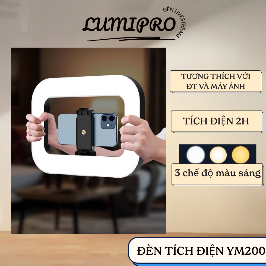 Đèn Trợ Sáng YM200 Sạc Pin Tích Điện Trợ Sáng Quay Video, Chụp Ảnh, Makeup,Livestream