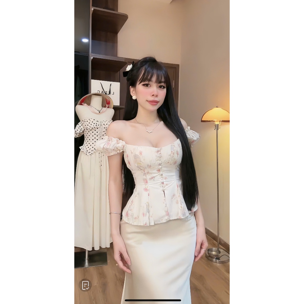 ÁO ÔM XÒE CÓ TAY ,Phối nút bọc , lưng chun ,có mút , may 2 lớp ,size SML ( A110) | BigBuy360 - bigbuy360.vn