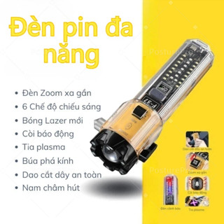 Đèn Pin Cứu Hộ Đa Năng Pin 3600mAh LED Lazer Siêu Sáng