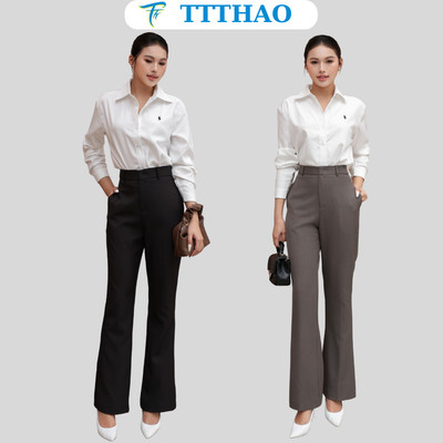 Quần tây nữ ống loe TTTHAO nhẹ tôn dáng, phong cách công sở thanh lịch QT01